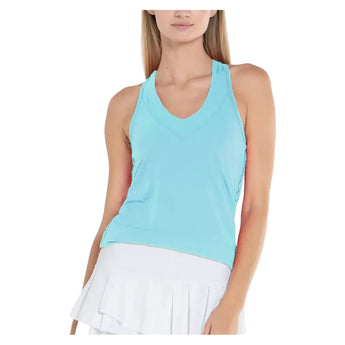 Women's V-Neck Tennis Tank with Bra-Apparel-Lucky In Love-410 Ocean-XS, [current_file_name-Tennis Express