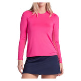Women's Breeze Long Sleeve Tennis Top Shocking Pink, Lucky In Love, Shocking Pink, Tennis Express, CT908-645-SHOCKING-PINK-2
