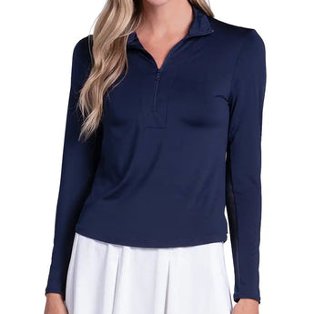 Women's Free Play Zip Long Sleeve Tennis Top Midnight,Apparel,Lucky In Love,Midnight,XS,Tennis Express,CX034-401-3