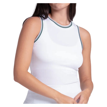 Women's Preppy Court Tennis Tank White, Lucky In Love, White, Tennis Express, CX188-95G110-WHITE-1