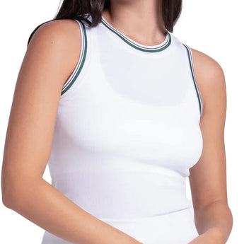 Women's Preppy Court Tennis Tank White, Lucky In Love, White, Tennis Express, CX188-95G110-WHITE-1