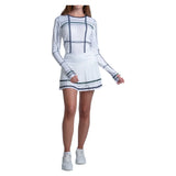 Women's Preppy Love Plaid Long Sleeve Tennis Top White, Lucky In Love, Tennis Express, CX189-99G110-3
