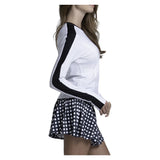 Women's Double Play Long Sleeve Tennis Top White and Black, Lucky In Love, Tennis Express, CX199-121-2