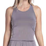Women's Rib Sport Cord Tennis Tank White and Black, Lucky In Love, White/Black, Tennis Express, CX207-121-WHITE-BLACK-1