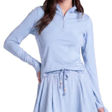 Women's Pima Heritage 1/4 Zip Tennis Top,Apparel,Lucky In Love,428 Crystal Blue,XS,Tennis Express,CX211-58H428