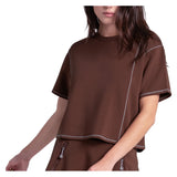 Women's Lucky Pure Luxe Short Sleeve Tennis Top, Lucky In Love, 250 Dark Chocolate, Tennis Express, CX217-H26-250-DARK-CHOCOLATE-1