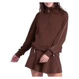 Women's Lucky Pure Luxe Zip Long Sleeve Tennis Top, Lucky In Love, 250 Dark Chocolate, Tennis Express, CX218-H26-250-DARK-CHOCOLATE-1