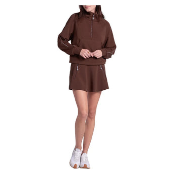 Women's Lucky Pure Luxe Zip Long Sleeve Tennis Top, Lucky In Love, Tennis Express, CX218-H26-3