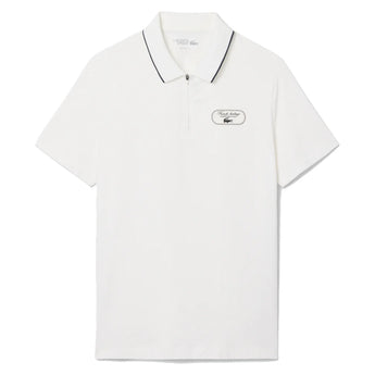 Men's Heritage Tennis Polo, Lacoste, EV0 Flour/Navy Blue, Tennis Express, DH6771-F26-EV0-FLOUR-NAVY-BLUE-1