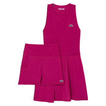 Women's Essentials Tennis Training Dress, Lacoste, VHI Rubine Red, Tennis Express, EF0144-F26-VHI-RUBINE-RED-1