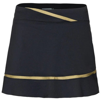 Women's Elle 13.5 Inch Tennis Skort Black and Golden Green-Apparel-Inphorm-F24016-0441H24-Tennis Express