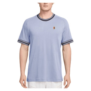 Men's Court Heritage Short Sleeve Tennis Top, Nike, 568 Palest Purple/Gridiron, Tennis Express, FN0318-H26-568-PALEST-PURPLE-GRIDIRON-1