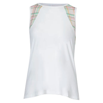 Women's Swing Tennis Tank White and Puffplaid,Apparel,Bobbe,White/Puffplaid,XS,Tennis Express,FR-ST-1117_b5b5ac55-9259-4467-9ab6-2e9d93ec276a