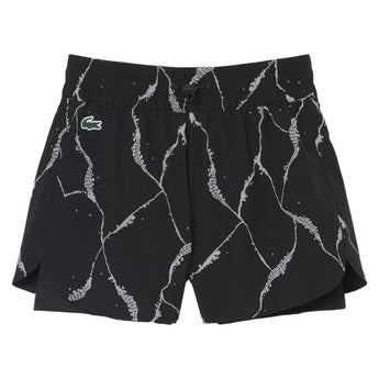 Women's Players Tennis Short Black, Lacoste, Black, Tennis Express, GF6845-C31F26-BLACK-1