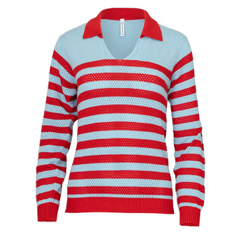 Women's Haley Sweater Light Blue and Red,Apparel,Bubble,Light Blue/Red,XS,Tennis Express,HALS-LBR