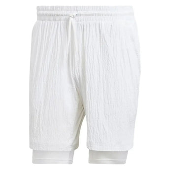 Mens Seersucker AeroReady Pro Tennis Short White-Apparel-Adidas-IA7101-F23-Tennis Express