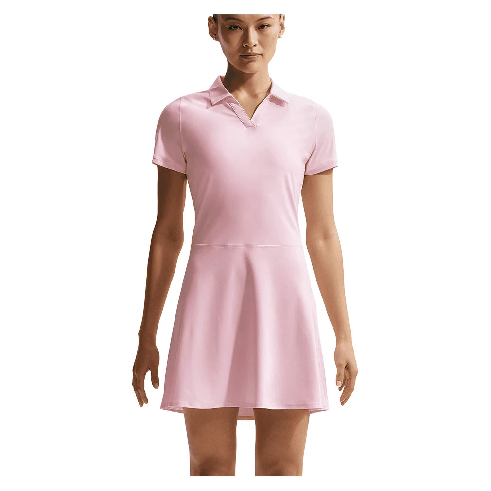 Women's Dri-FIT Victory Tennis Polo Dress Pink Foam and White