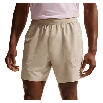 Men's Court Dri-FIT Advantage Print 6 Inch Tennis Short Desert Khaki and Black