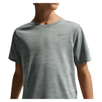 Boys' Dri-FIT Miler Short Sleeve Training Top Smoke Grey and Heather, Nike, Smoke Grey/Htr, Tennis Express, IF2425-084H26-SMOKE-GREY-HTR-1