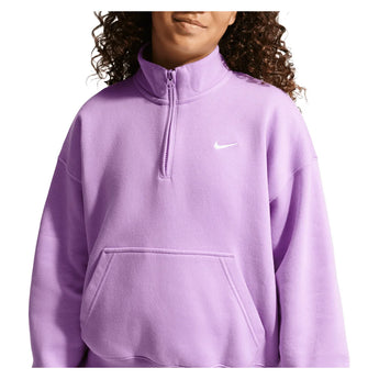 Girls' Sportswear Studio Fleece Oversized 1/4-Zip Top Violet Star and White, Nike, Violet Star/White, Tennis Express, IM4948-589H26-VIOLET-STAR-WHITE-1