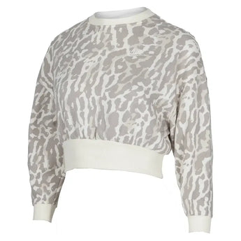 Girls' Sportswear Club Fleece Boxy Crew-Neck All Over Print Sweatshirt College Grey and Sail-Apparel-Nike-IM8897-009H25-Tennis Express