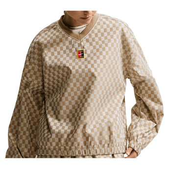 Women's Court Heritage Collection Woven Long-Sleeve Tennis Top, Nike, 297 Parachute Beige, Tennis Express, IM9436-H26-297-PARACHUTE-BEIGE-1