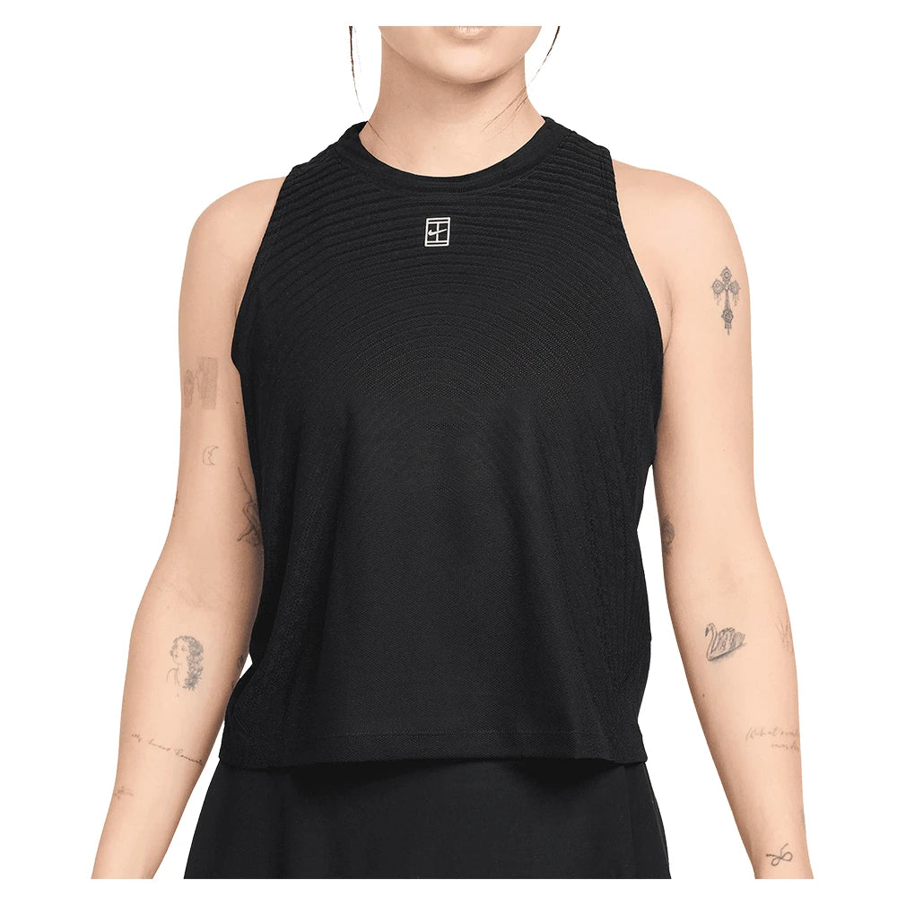 Women's Court Aero-FIT Advantage Tennis Tank Black and White Women's Court Aero-FIT Advantage Tennis Tank Black and White