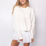 Women's Happiest On The Court Tennis Sweatshirt White and Pink-Apparel-CourtLife-Image-12_7a653172-262b-4d92-96ae-e09ba2b5dafa-Tennis Express