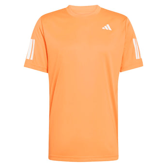 Men's Club 3 Stripe Tennis Tee Pure Orange-Apparel-Adidas-KG0242-S26-1-676805Tennis Express