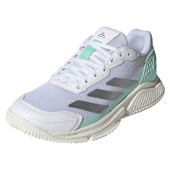 Women's Courtquick Padel Shoes White and Silver Metallic,Footwear,Adidas,White/Silver Metallic,5,Tennis Express,KI3592-F26