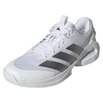 Men's Adizero Ubersonic 5 Tennis Shoes White and Tech Grey Metallic