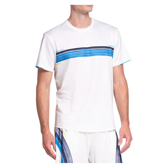 Men's Downforce Short Sleeve Tennis Top White and Blue-Apparel-K-Swiss-White/Blue-S, [current_file_name-Tennis Express