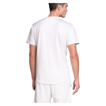 Men's Downforce Short Sleeve Tennis Top White and Blue-Apparel-K-Swiss-, [current_file_name-Tennis Express