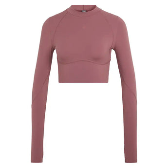 Women's Stella McCartney Longsleeve Crop Training Top Quiet Maroon,Apparel,Adidas,Quiet Maroon,XS,Tennis Express,KR3030-1