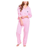 Women's Long Pajama Sleep Set Pink Rally Stripes, Ame and Lulu, Tennis Express, LSS370-B-1