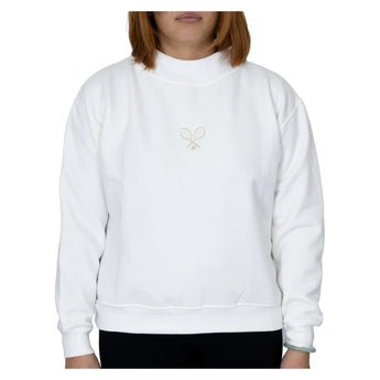 Women's The Mockneck Tennis Sweatshirt Ivory, CourtLife, Ivory, Tennis Express, MN-IVF26-IVORY-1