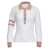 Women's Mulligan Tennis Sweater White and Khaki, Bubble, White/Khaki, Tennis Express, MUL-26-WHTKHKF26-WHITE-KHAKI-1