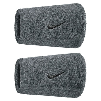 Swoosh Classic Doublewide Wristbands 2 Pack, Nike, 005 Cool Grey/Black, Tennis Express, N1012406-BF26-005-COOL-GREY-BLACK-1