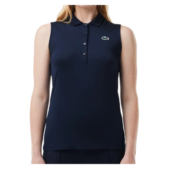Women's Sport Sleeveless Tennis Polo, Lacoste, Blue, Tennis Express, PF7414-B-BLUE-3
