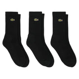 Men's Core Performance Solid Jersey Tennis Tube Socks 3 Pack, Lacoste, 8VM Black, Tennis Express, RA4182-B-8VM-BLACK-1