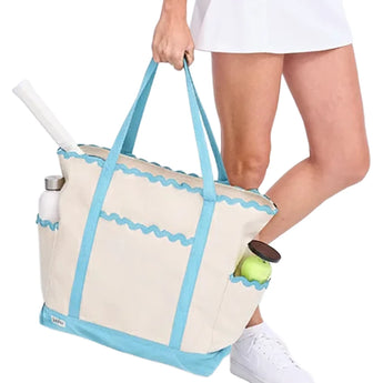 Women's Scalloped Tennis Tote Light Blue,Bags,Ame and Lulu,,,Tennis Express,STT-LB-1