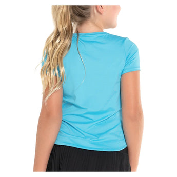 Girls' Dynamic High-Low Short Sleeve Tennis Top, Lucky In Love, Tennis Express, T188-BBS23-1