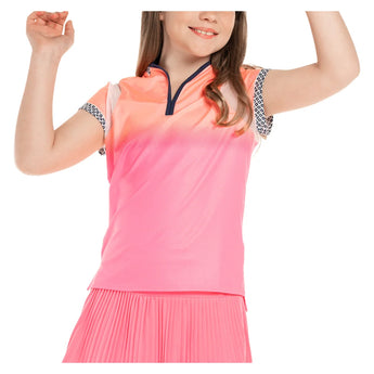 Girls' Summer Glow Short Sleeve Tennis Top Pink, Lucky In Love, Pink, Tennis Express, T254-P99648F22-PINK-1