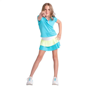Girls' Pleated Tennis Polo Parrot,Apparel,Lucky In Love,,,Tennis Express,T314-447-5