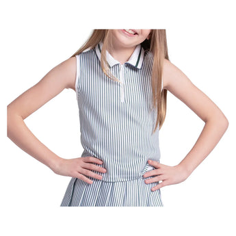 Girls' Prep Edit Tennis Polo Tank Team Green and White, Lucky In Love, Team Green/White, Tennis Express, T319-00J300-TEAM-GREEN-WHITE-1