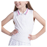 Girls' Bold Statement Tennis Polo Tank White,Apparel,Lucky In Love,White,2XS,Tennis Express,T319-09J110-3