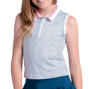 Girls' Glow Point Tennis Polo Tank White-Apparel-Lucky In Love-T319-37G110-Tennis Express