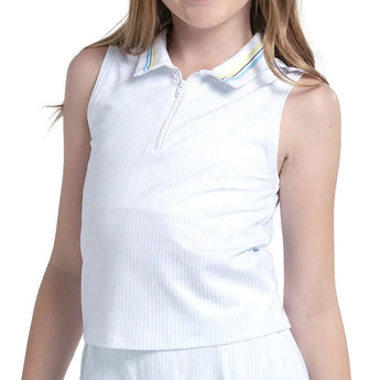 Girls' Lanes Of Fun Polo Tennis Tank White,Apparel,Lucky In Love,White,2XS,Tennis Express,T319-40G110-3