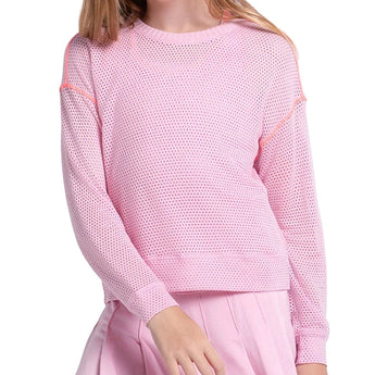 Girls' Chill Day Long Sleeve Tennis Top Paris Pink,Apparel,Lucky In Love,Paris Pink,2XS,Tennis Express,T324-679U26