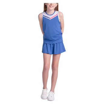 Girls' Game On Tie Back Tennis Tank Parisian Blue,Apparel,Lucky In Love,,,Tennis Express,T332-11J434-5